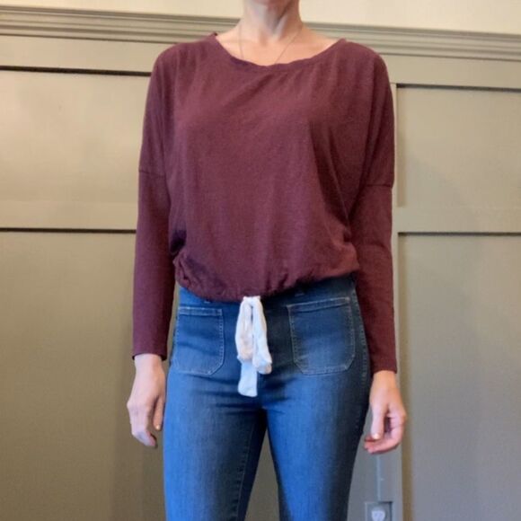𝅺EBERJEY Heather Slouchy Lounge Tee Burgundy Size Small - Picture 1 of 8